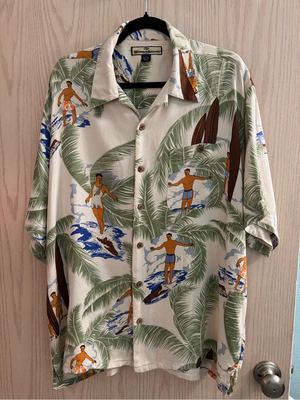 Tommy Bahama Surfers and Palm Print Button-Down Shirt xxl